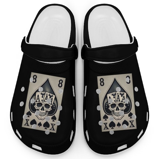 card with skeleton head (halloween design) Clogs