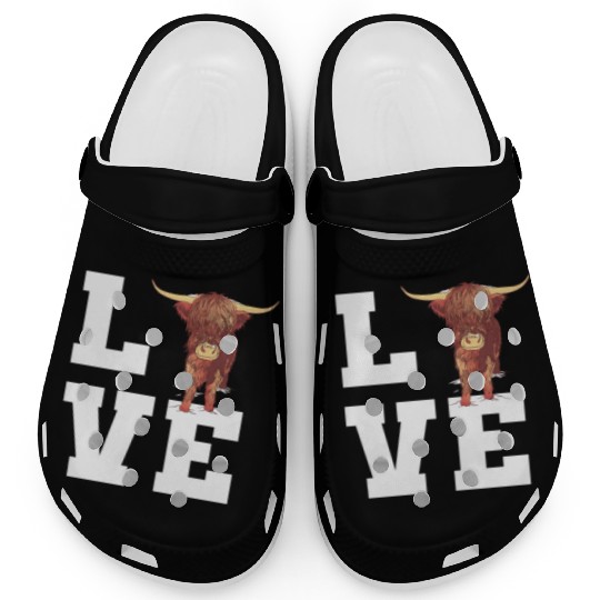 Love Scottish Highland Cow Outfit Clogs