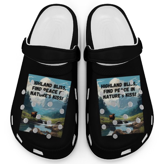 Highland Mountain Landscape with a highland cow Clogs