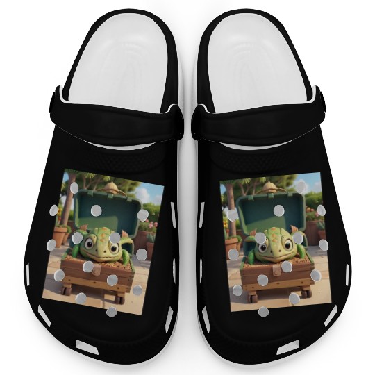 Tortuga grande con caja en jardin Clogs