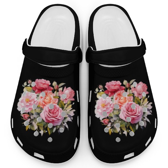 Nature's Artistic Elegance English Rose Tapestry Clogs