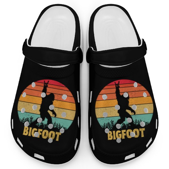 Funny Bigfoot Rock Roll retro Clogs