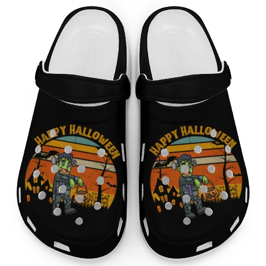Happy Halloween. Spooky Ghost Skeleton Zombie Witc Clogs