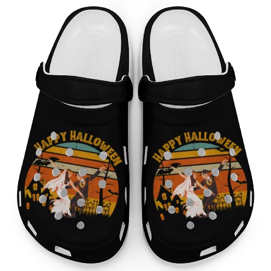 Happy Halloween. Spooky Ghost Skeleton Zombie Witc Clogs