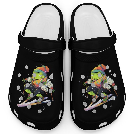 Frog Skiing Skier Ski Winter Snow Clogs