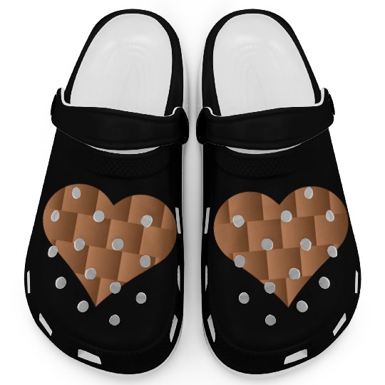 Brown Cute Heart Icon Clogs