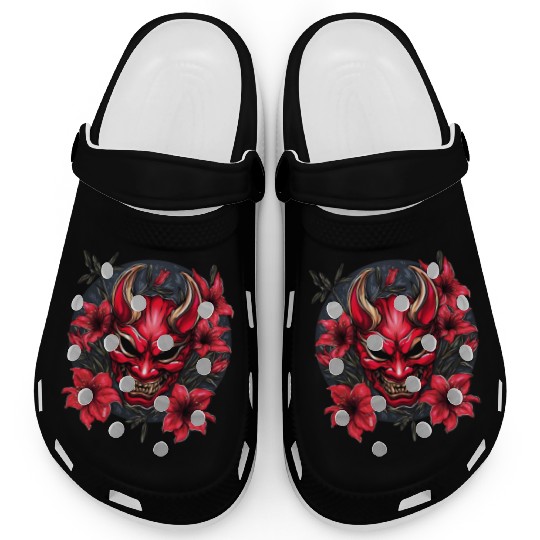Hannya Red Lily Clogs