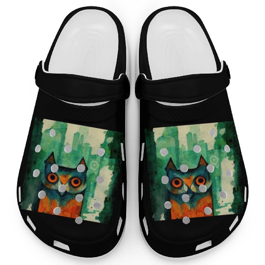 Mod Owl: Watercolor CIty Owl Clogs