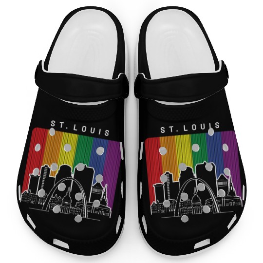 St. Louis Missouri Rainbow Flag LGBTQAI Pride Clogs