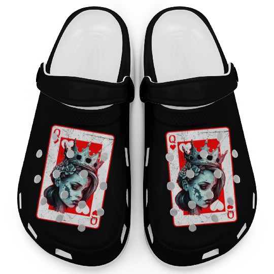 Queen of Hearts Creepy Poker Card Game Halloween Clogs