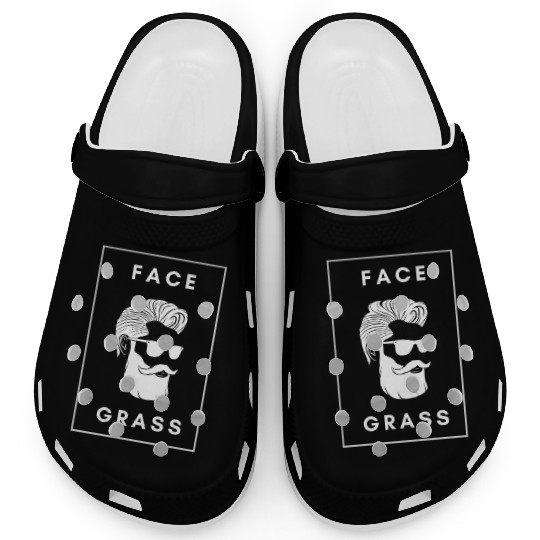 Face Grass, White beard, Black and White Clogs