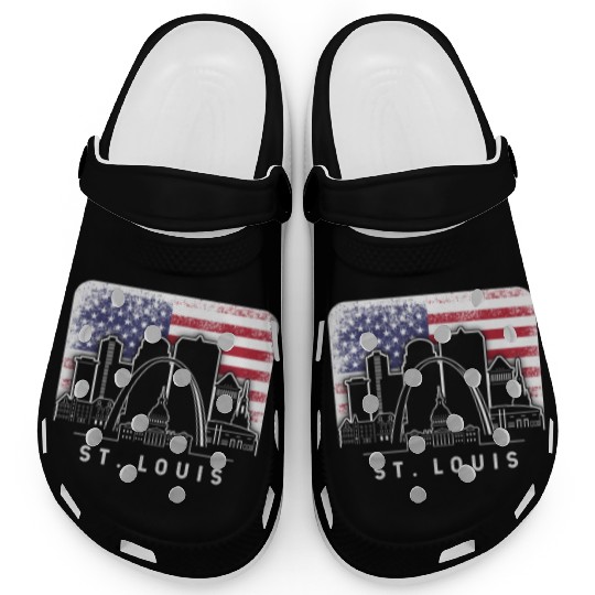 St. Louis Missouri American Flag Vintage Clogs