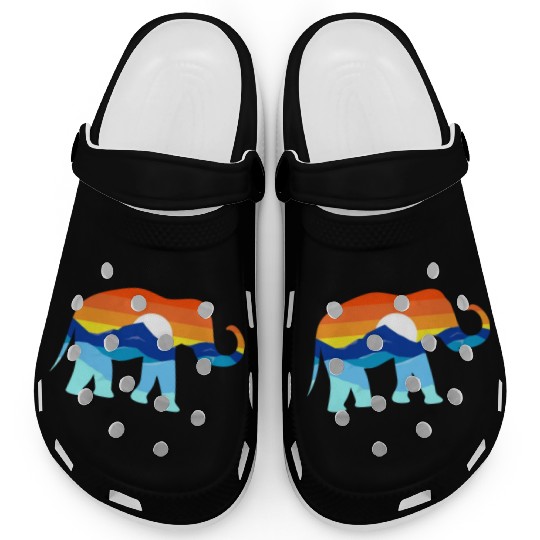 Camping Hiking Retro Mountains Outdoors Elephant Clogs