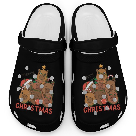 Capybara Christmas Tree Merry Christmas Clogs
