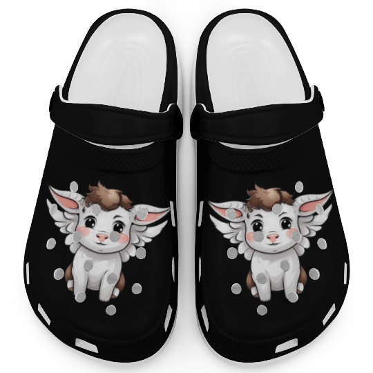 Heavenly Bond: Cow & Calf with Angel Wings Clogs