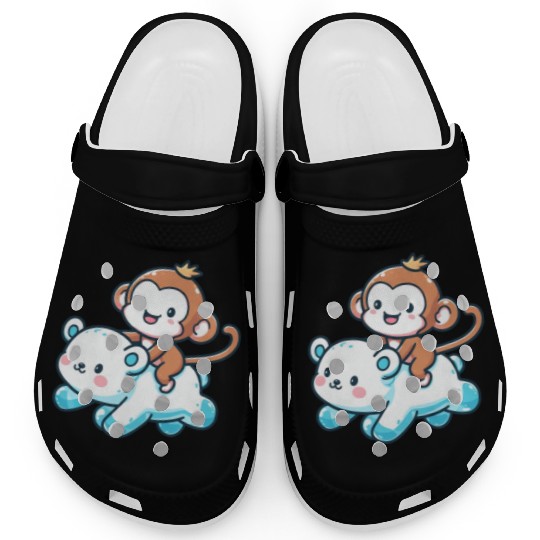 Polar Bear Cute Monkey Companion Clogs