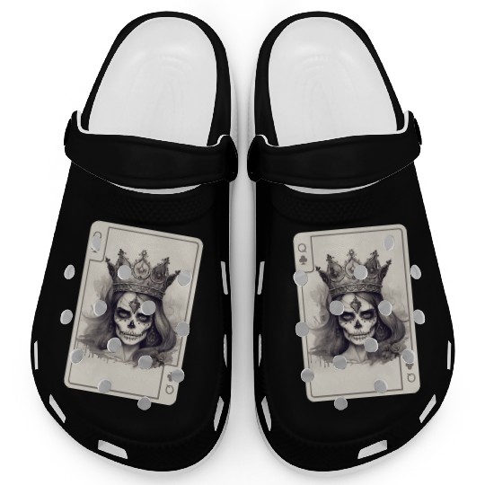 Gothic Poker Card Game Creepy Queens Skull Clogs