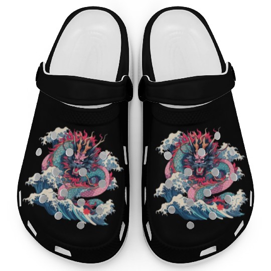Tokyo Asia 80s Japanese Retro Dragon Dragon Clogs
