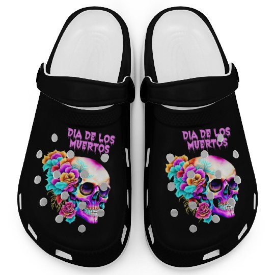 Vintage Dia de los Muertos Art Design Sugar Skull Clogs