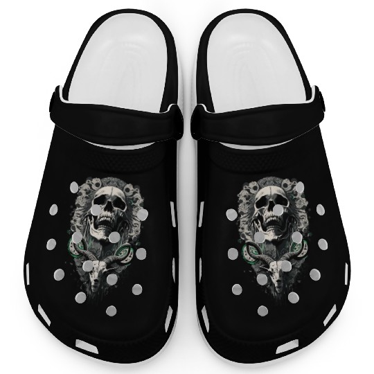 skull and goat Tattoo Clogs