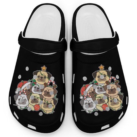 Pug Christmas Tree Funny Animal Christmas Clogs