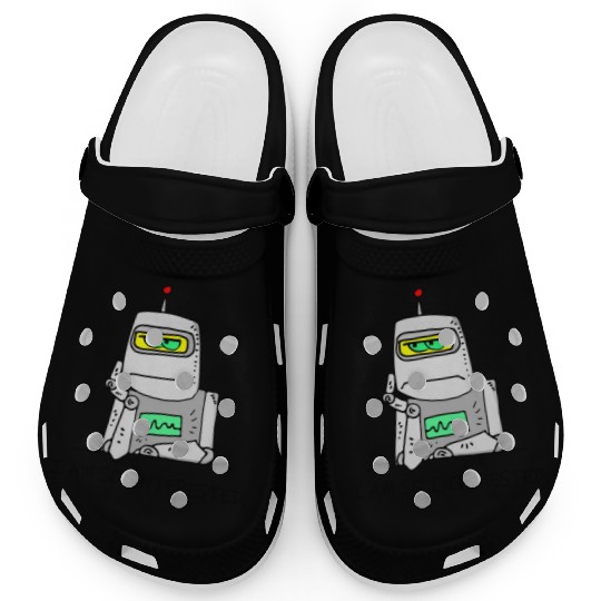Interested Robot Funny Moody Bored Cartoon Joke Clogs