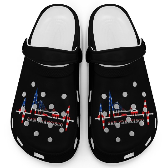 San Francisco Skyline Heartbeat California Lover Clogs