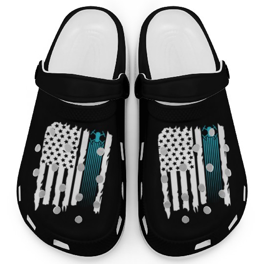 drone us flag Clogs