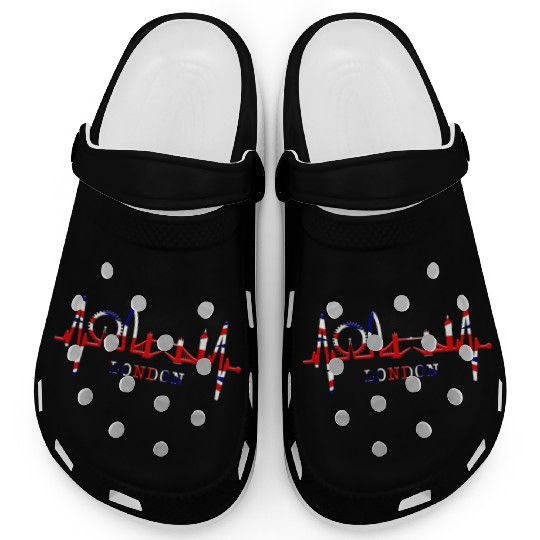 London Skyline Heartbeat England Fan Lover UK Gift Clogs