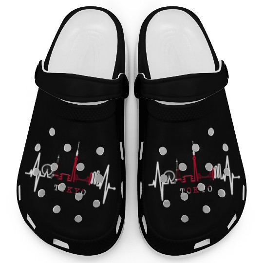 Tokyo Skyline Heartbeat Japanese Heart Love Tokyo Clogs