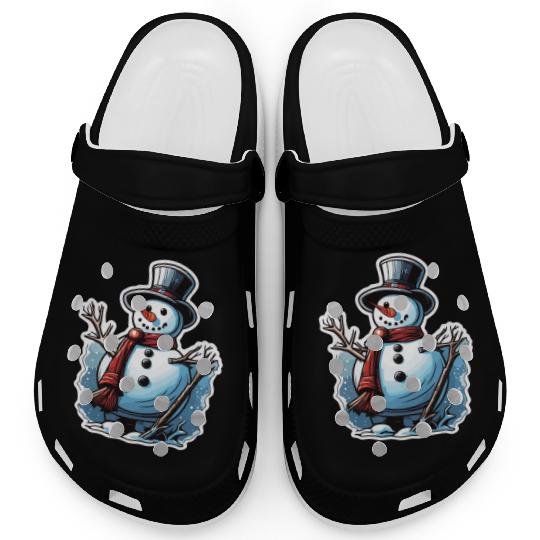Snowman / Winter / Snowflake / White / Frosti Clogs