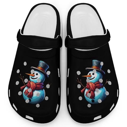 Snowman / Winter / Snowflake / White / Frosti Clogs