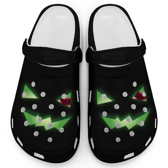 Glowing Green See-Through Jack-O-Lantern w/ Heart Clogs