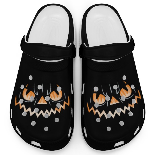 Creepy Jack o Lantern Carved Halloween Pumpkin Clogs
