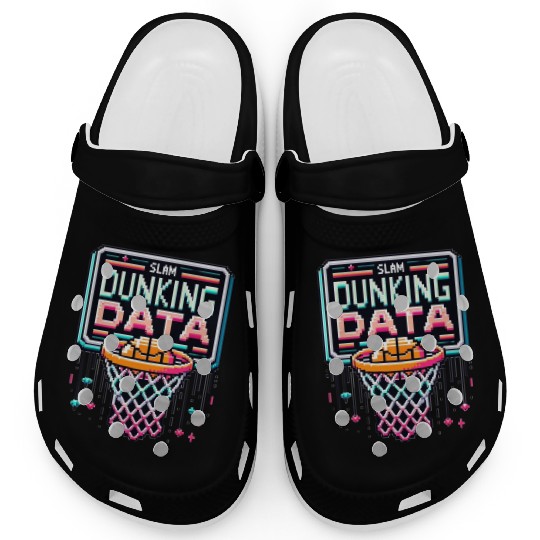 Slam Dunking Data - Retro 8-bit Basketball Hoop Clogs