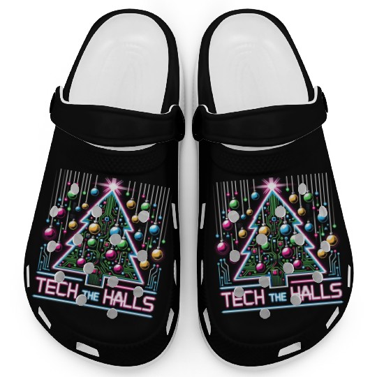 Tech the Halls - Christmas Tree in 8-bit Neon Clogs