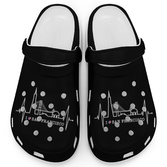 San Francisco Skyline Heartbeat California Lover Clogs