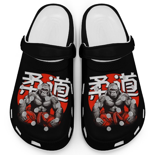 Judo Martial Arts Gorilla Japanese Text Red White Clogs