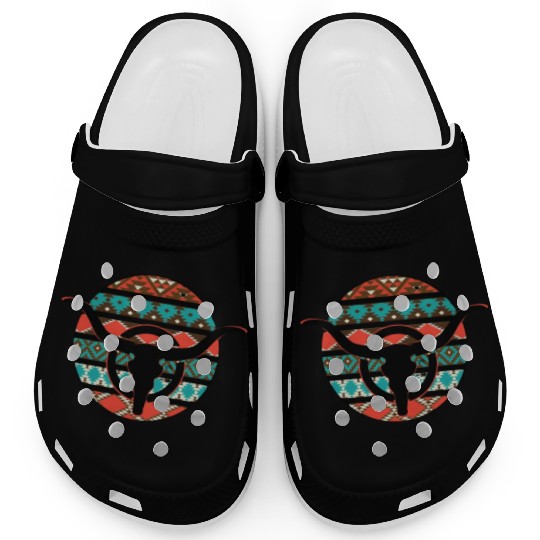 Retro Cow Skull Clogs