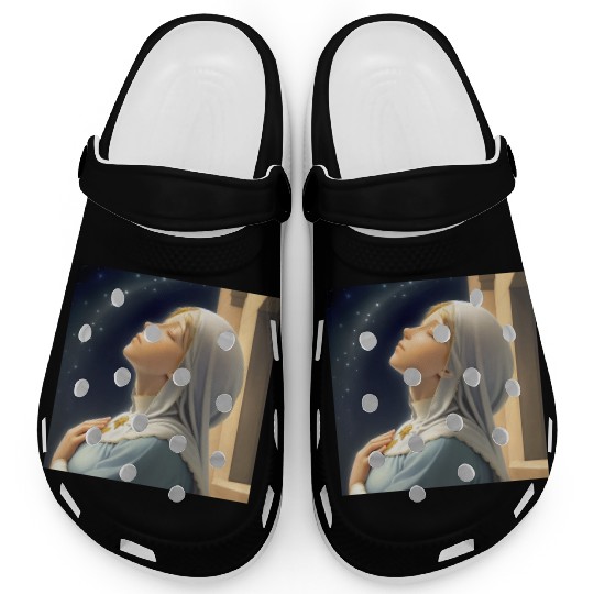 Virgin Mother Mary Praying on a Starry Night Clogs