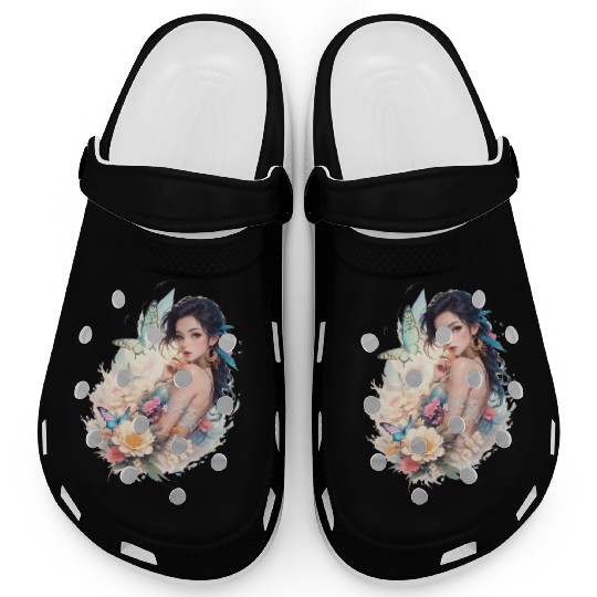 lady flower butterfly Clogs