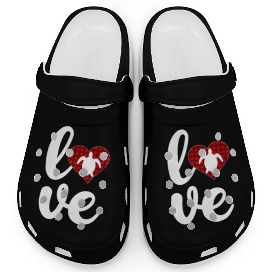 Sea Turtle Lover Buffalo Plaid Love Turtle Clogs