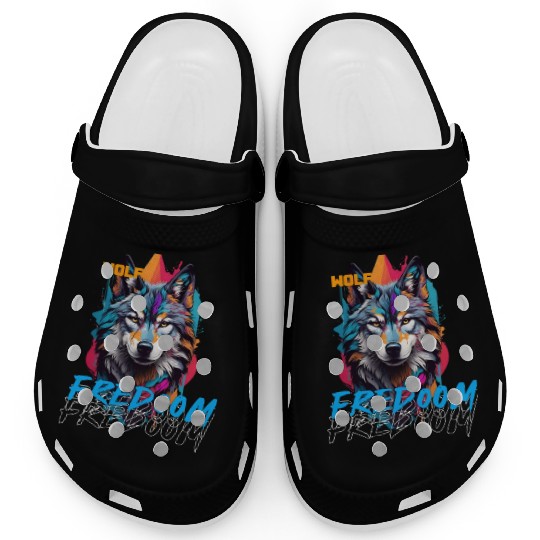 Incredible wolf face street Clogs