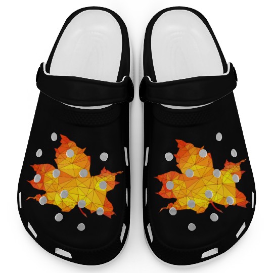 Polygonal Autumn Maple Tree Leaf Poly Art Clogs