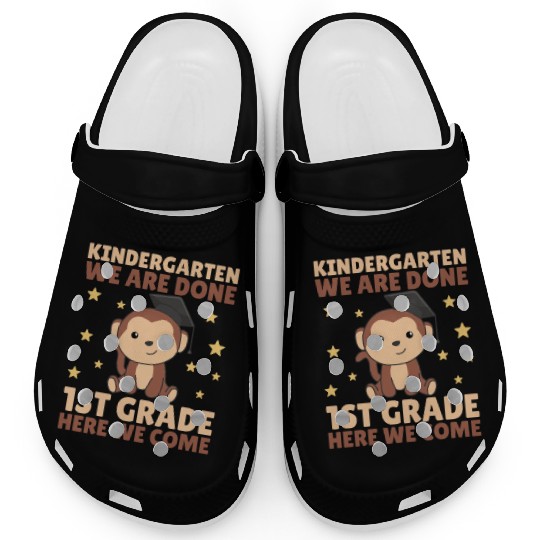 Kids Kindergarten Graduate Monkey 1st Grade Clogs
