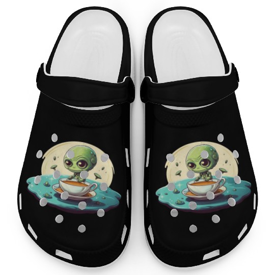 green alien coffee coffee drinker Clogs