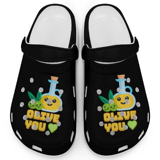 Olive You! Cute Olive I Love You Cartoon Clogs