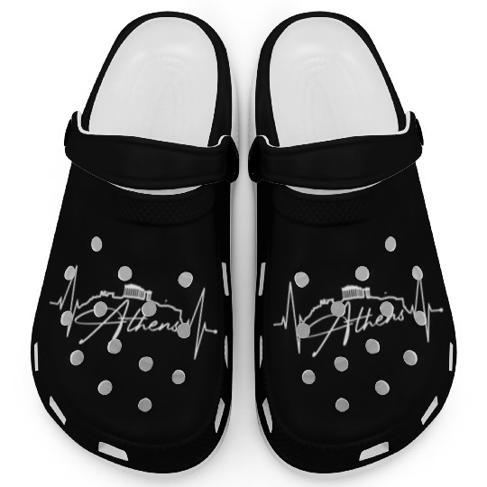Athens Skyline Heartbeat Heart Flag Ancient Greek Clogs