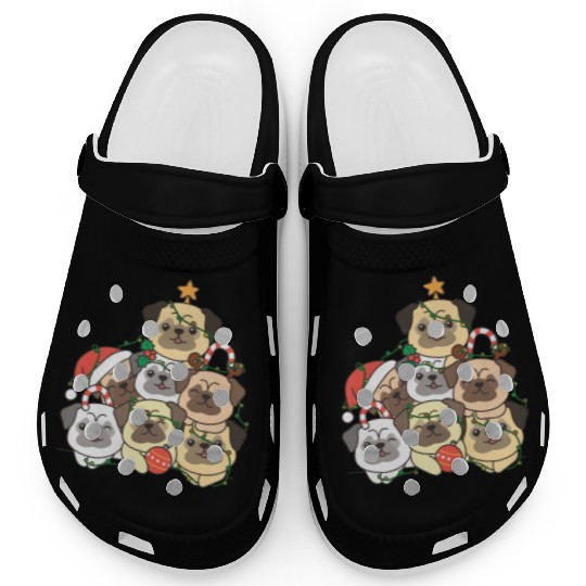 Pug Christmas Tree Funny Animal Christmas Clogs
