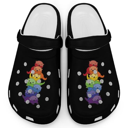 Rainbow Flag Pride Lgbtq Cute Otter Stack Clogs